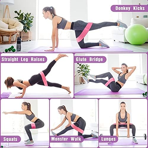Bandas de resistência Conjunto, bandas de exercícios para se exercitar, 3 níveis Banda de booty de tecido para mulheres e homens pernas e glúteos, pilates, ioga, reabilitação, treino - banda de loops elásticos domésticos com guia de exercícios