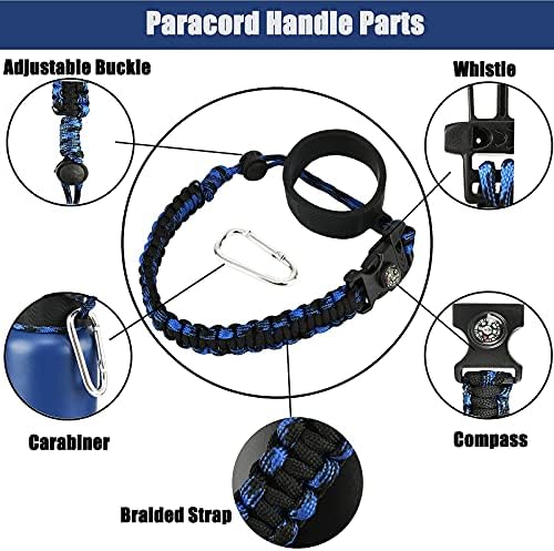 Miracredo Paracord Handle for Hydro Flask Garrafas de água 2.0 Boca larga e padrão, porta-cinta com anel de borracha de segurança