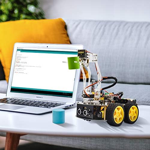 Keyestudio 4WD Bluetooth Smart Car Robot Arm Building Starter Kit para Arduino ， para Kit de codificação de robótica programável