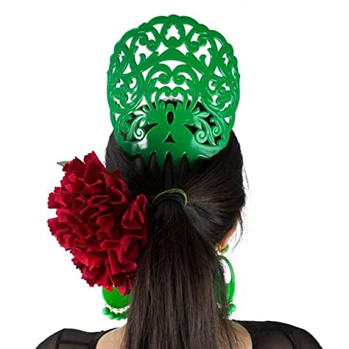 Pente de flamenco ole ole para cabelos dançarino de flamenco verde penteados peineta flamenco verde pinos de cabelo ornamental