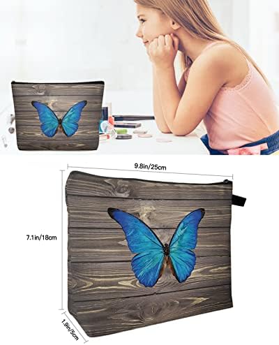 Gredice Spring Butterfly Butterfly em sacos de madeira de madeira para mulheres, bolsa de maquiagem à prova d'água