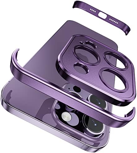 HORYE para iPhone 14 Protector de lente de câmera Pro com capa de pára-choques de metal, tampa leve fino/ultrafina sem moldura, acessórios
