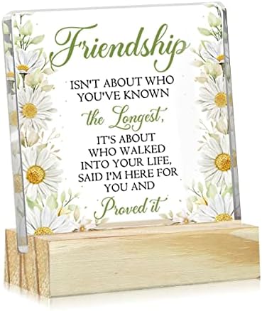 Presentes de amizade para amiga feminina, presentes de decoração de mesa feitos em decorações de mesa de madeira acrílica, presentes