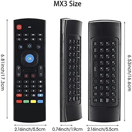 Chunghop MX3 Air Mouse Mini Teclado sem fio Remoto sem fio, Mouse Multifuncional Multifuncional 2.4G Com aprendizado infravermelho para Android Smart TV Box, 3-GYRO e 3-GSENSOR, projetor HTPC Mini PC, PS3/4 Xbox 360