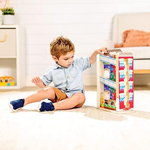 Melissa e Doug Go Tots Wooden Town House Tumble com 3 discos - Materiais certificados por FSC