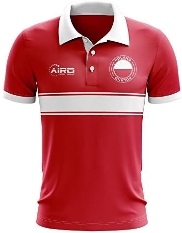 Airosportwear Polônia Concept Stripe Polo Football Soccer camiseta