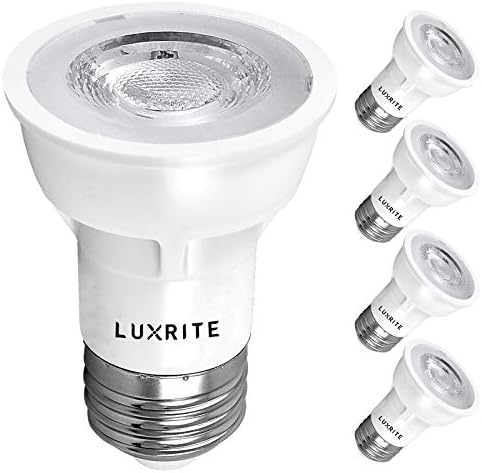 Luxrite par16 lâmpada LED, 5,5w, 2700k branco quente, 450 lúmens, luz spot diminuída, acessório fechado classificado, ângulo de feixe de 40 °, ETL, com classificação úmida, e26 base média e26