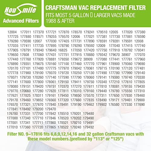 Filtro de Housmile para Filtro de Vac para loja Craftman, compatível com filtro de vácuo rígido 17816 filtro de substituição