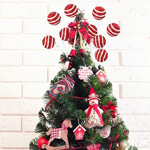 Yinder 6 PCs Decorações de doces de Natal Red/White Glitter Candy and Lollipop Pick Ornament Decorações de árvores de árvore de