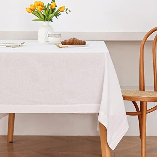 L Talha de mesa de linho de linho, 72x72 polegadas de mesa branca de mesa branca de talha natural de linho francês para cozinha, jantar, festa, coquetel, interno, uso diário externo