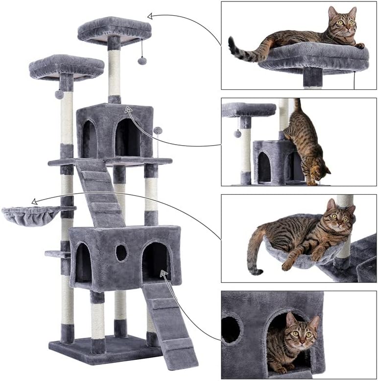 Árvore de gatos de vários níveis sxnbh para gatos com poleiros aconchegante de gatos estáveis ​​quadros de gato brinquedos de tábua de gato