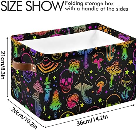 Alaza pmushrooms cesto de armazenamento de caveiras de arco -íris para prateleiras para organizar brinquedos de berçário de prateleira