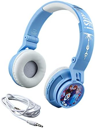 Ekids Frozen 2 fones de ouvido sem fio Bluetooth Portable Kids com microfone, volume reduzido para proteger a bateria recarregável