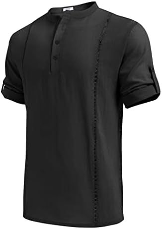 Camas de linho masculinas de Deyeek camisa de manga curta de verão para homens para homens praia ioga de algodão casual tops