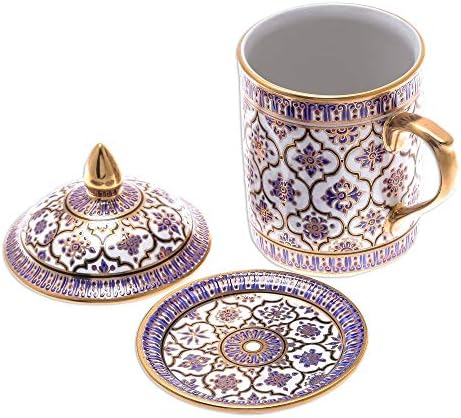 Novica Thai Majestade Benjarong Porcelana Caneca e Pires