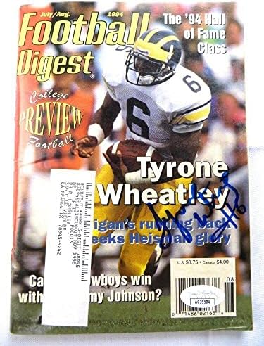 Tyrone Wheatley autografou a revista Football Digest 1994 Michigan JSA AG39504 - Revistas de faculdade autografadas