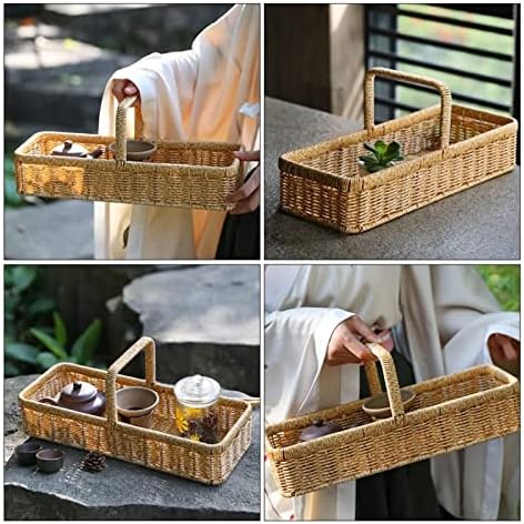 Decoração japonesa de KLGB cesto de margem de erva -marinho pão de vime de vime para servir cesto alimento para salas de chá