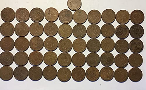 1957 D Lincoln Wheat Cent Penny Roll 50 Coins Vendedor de Penny
