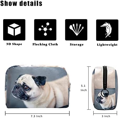 TBOUOBT Sacos de viagem cosméticos, estojo de maquiagem, bolsa de maquiagem para produtos de higiene pessoal, pug de animal