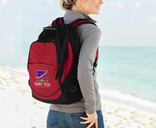 Teeamerore Laptop de viagem personalizado Backpack Adicione seu logotipo bordado notebook Bolsa resistente à água Chili Red Black