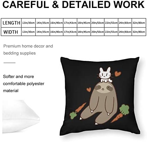 Capas de travesseiro de preguiça e coelho com almofadas de aprovação de travesseiros quadrados para Zip Protector para sala de