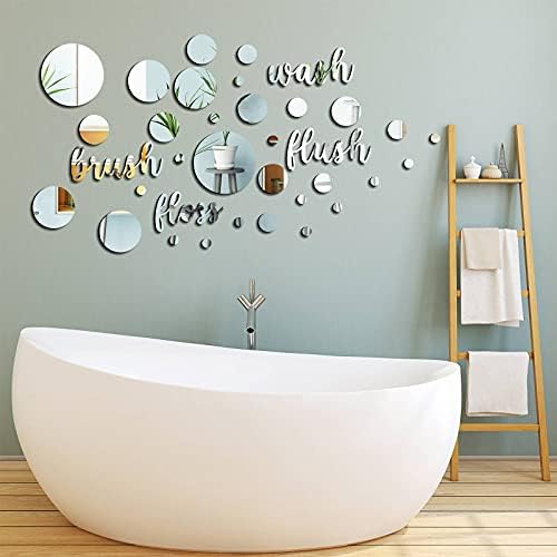 30 peças decalques de parede de banheiro lavagem de arremesso de pincel de nó de arbustos espelhos redondos 3d decalque