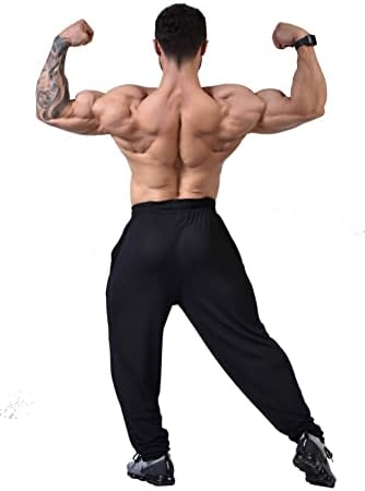 Calça de moletom solta masculina, tecido fluido, exercícios de ginástica flexíveis calças ativas com bolsos