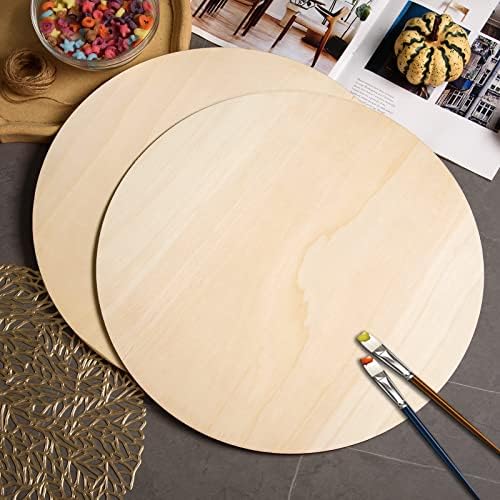 12 pacote de 16 polegadas de madeira redonda círculos para artesanato em branco redondo recortes de madeira