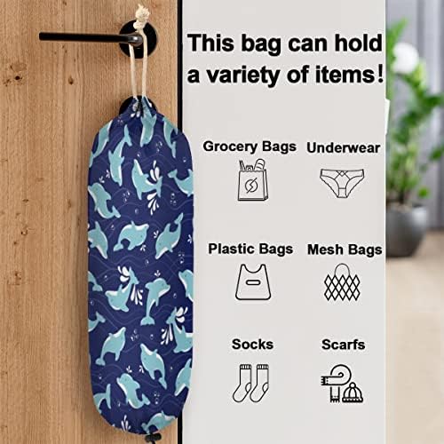 Suporte de sacola plástica Dolphin Cartoon Mount Mount Mount Grocery Bag Organizer Distribuidor de armazenamento de sacos de lixo pendurado para a organização de portas de cozinha em casa decoração