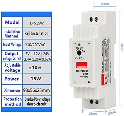 MOPZ INDUSTRIAL DIN RAIL SUFPRESSÃO DE PODERAÇÃO DR-15W SAÍDA ÚNICA 5V 12V 24V AC para DC DO CONVERSOR PONECIMENTA