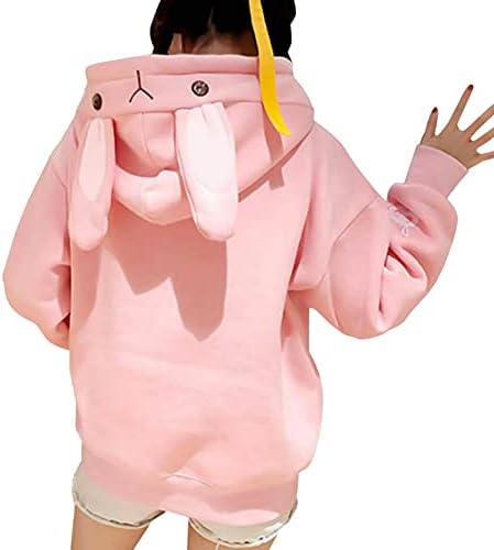 Hoodie de coelho fofo feminino nokhom com tampas de moletons com capuz de manga longa com mangas compridas