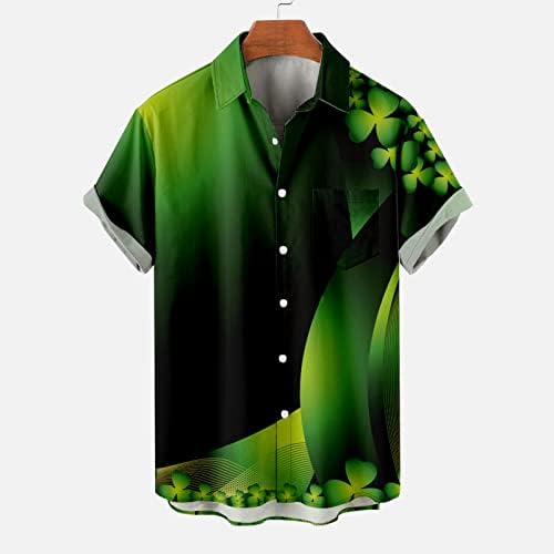 Mens Irish Tops ST.Patrick's Day Shirt Casual Manga curta Camisetas de botão havaiana