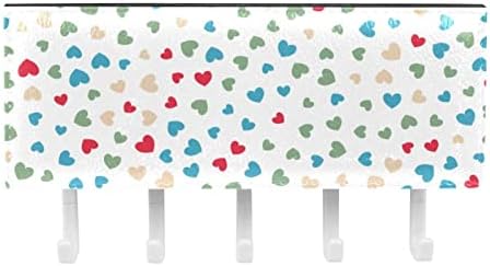 Laiyuhua colorido ganchos de adesivo com 5 ganchos e 1 compartimento para armazenamento, perfeito para sua entrada, cozinha, corações do quarto fundo padrão