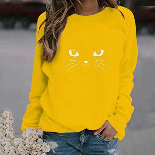 Sorto feminino Girls Crew Neck Casual Manga longa Tops da moda Classic Fit Soft Lightweight Sweatshirt