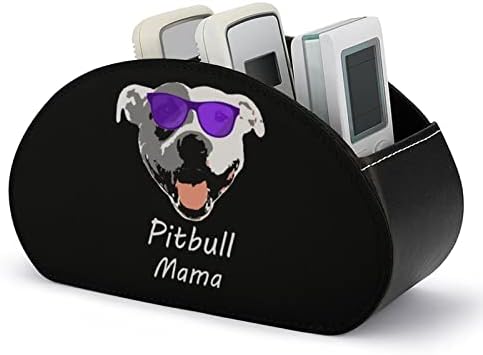 Pitbull Mama TV Remote Control titular com 5 compartimentos PU Organizador de armazenamento de caixa de couro PU para