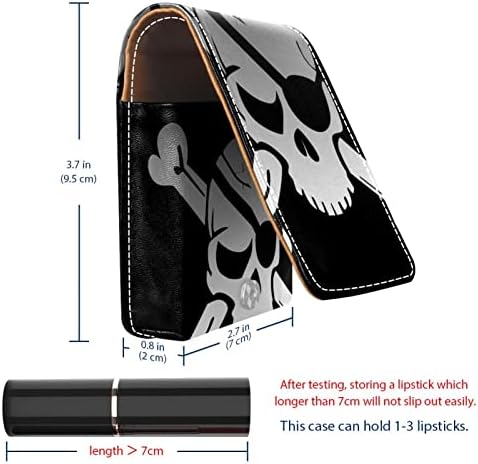 Bolsa de batom de pirata de crânio de crânio com espelho de batom de espelho para bolsa de mini cosmética da bolsa