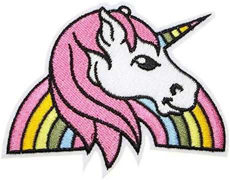 JPT - Cabelo rosa de unicórnio de cavalo Rainbow Little Pony Animal fofo desenho animado Appliques bordados Ferro/costurar em patches Citão fofo Patch de logotipo em colete de colete