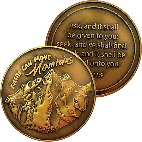 Faith pode mover as montanhas Desafio Coin, Gold Antique banhado, pergunte e será dado a você moeda