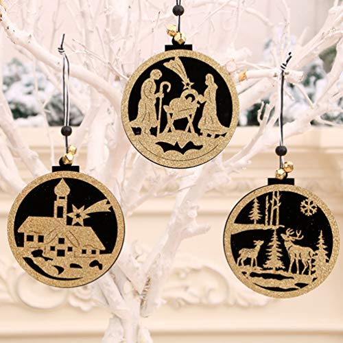 Toyandona Woodsy Decor 7pcs Christmas Antler Clipes de cabelo Eik Ornamento de madeira pendurada Decorações de árvore de