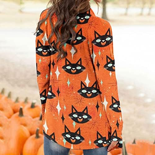 Camisas femininas Cardigan Halloween Impresso a blusa de xale da frente aberta Tops