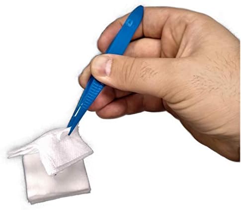Pinça de plástico Tweezers [pacote de 30] Grabadores de coleta de primeiros socorros descartáveis ​​azuis com cumes com os dedos,