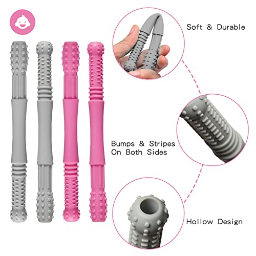 Tubos de dentição de bebê de silicone- brinquedos de dentição macios para bebês de 0 a 12 meses- Perfeito para uma irritação