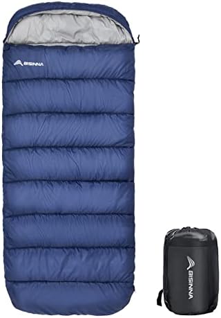 Bisinna XXL Sagão de dormir para adultos grandes e altos, 3-4 temporadas mais tamanho quente e confortável saco de dormir