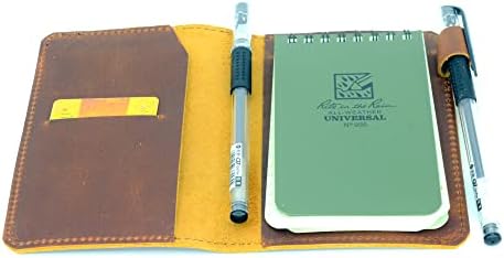 Campa de couro Yiyus compatível com rito nos mini -cadernos Rain & Rocketbook, capa de notebook em espiral superior,