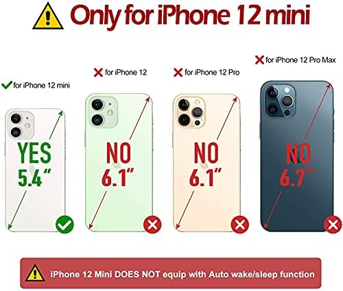 SURAZO iPhone 12 Mini Caixa Coloque Couro Genuíno - RFID Slots de Cartão 3 e Cash Pocket - Fechamento magnético seguro