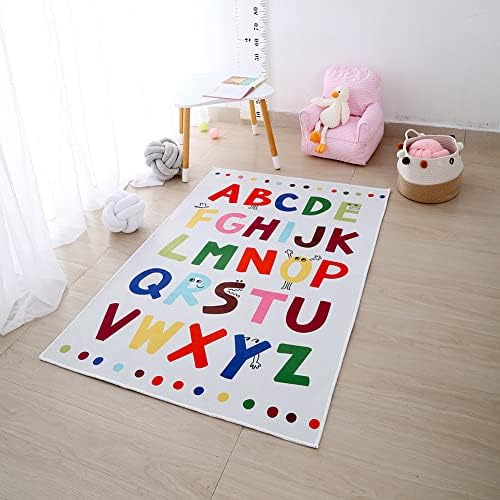 Tapete infantil de alfabetismo miiciuib, colorido carpete de animais coloridos e coloridos coloridos para o quarto do berçário, sala de jogos