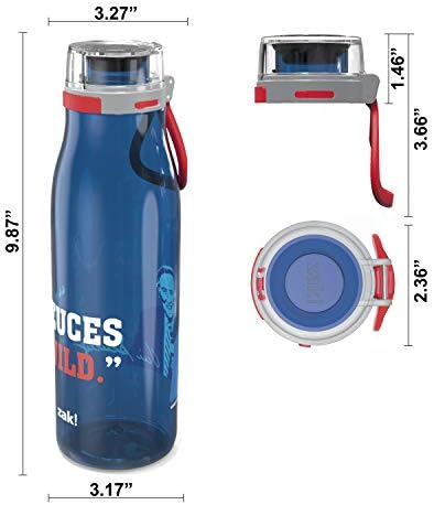 Zak projeta Vin Scully Durável água plástica 31oz com ação de botão e tampa de travamento, inclui loop de transporte portátil, design à prova de vazamentos, não BPA, Deuces são garrafas selvagens