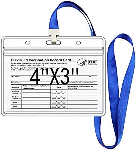 Baisidun CDC Vacinação Card Card Protetor 4 × 3 polegadas com cordão, 3 Definir marcas de imunização recorde de cartas de vacina portador de vacina 4x3 Tag de identificação de crachá horizontal, manga de vinil transparente com cordão…