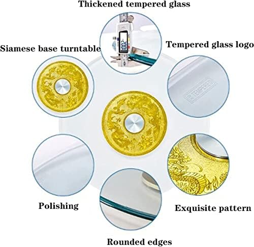 A plataforma giratória de vidro temperado transparente redonda redonda lento Susan Susan Dining Meding Bandey, com sistema de assistência