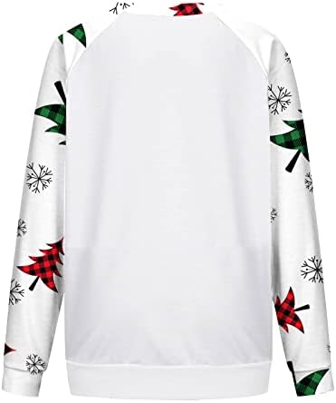 Camisas de Natal para mulheres Manga longa gráfica fofa Casual Crewneck Sweatshirts Fashion Pullover Tops